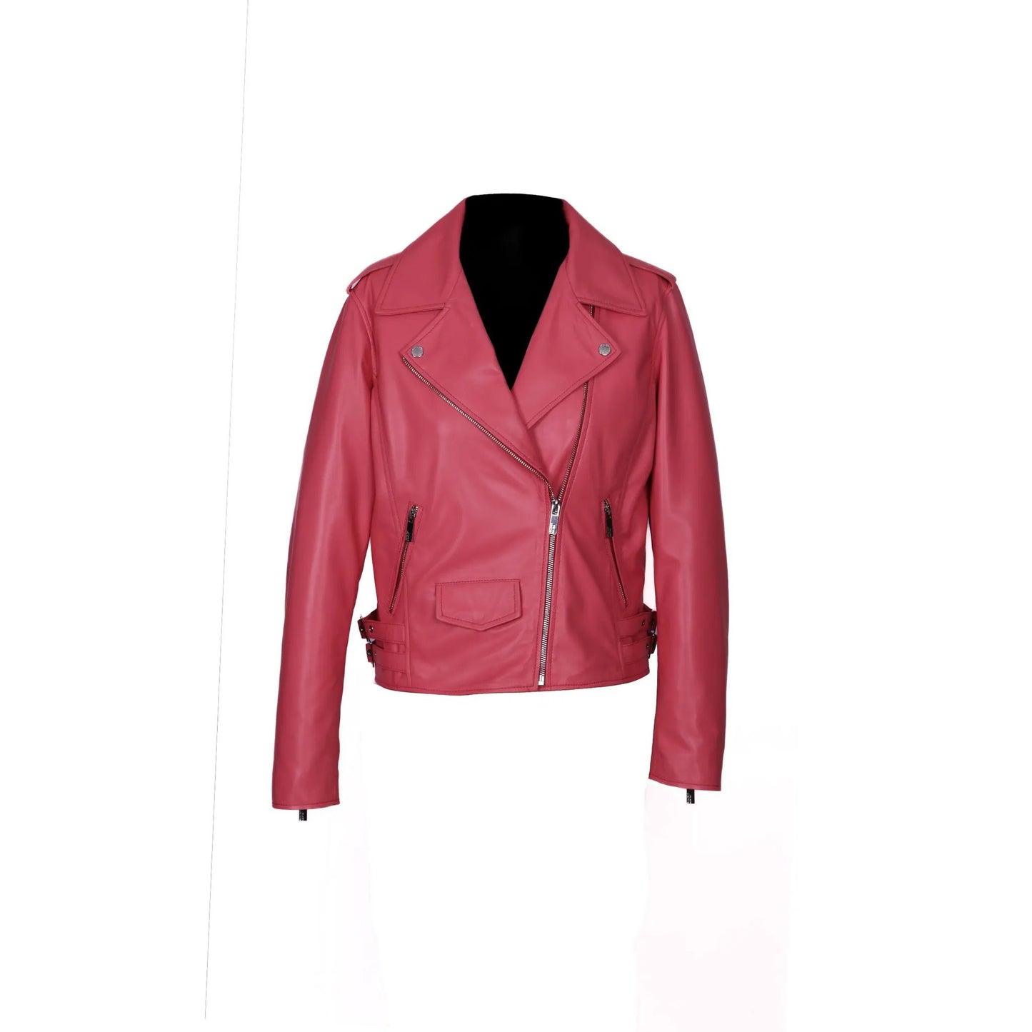 Gigi Hadid Genuine Leather Biker Jacket Pink by Inland Leather Co.