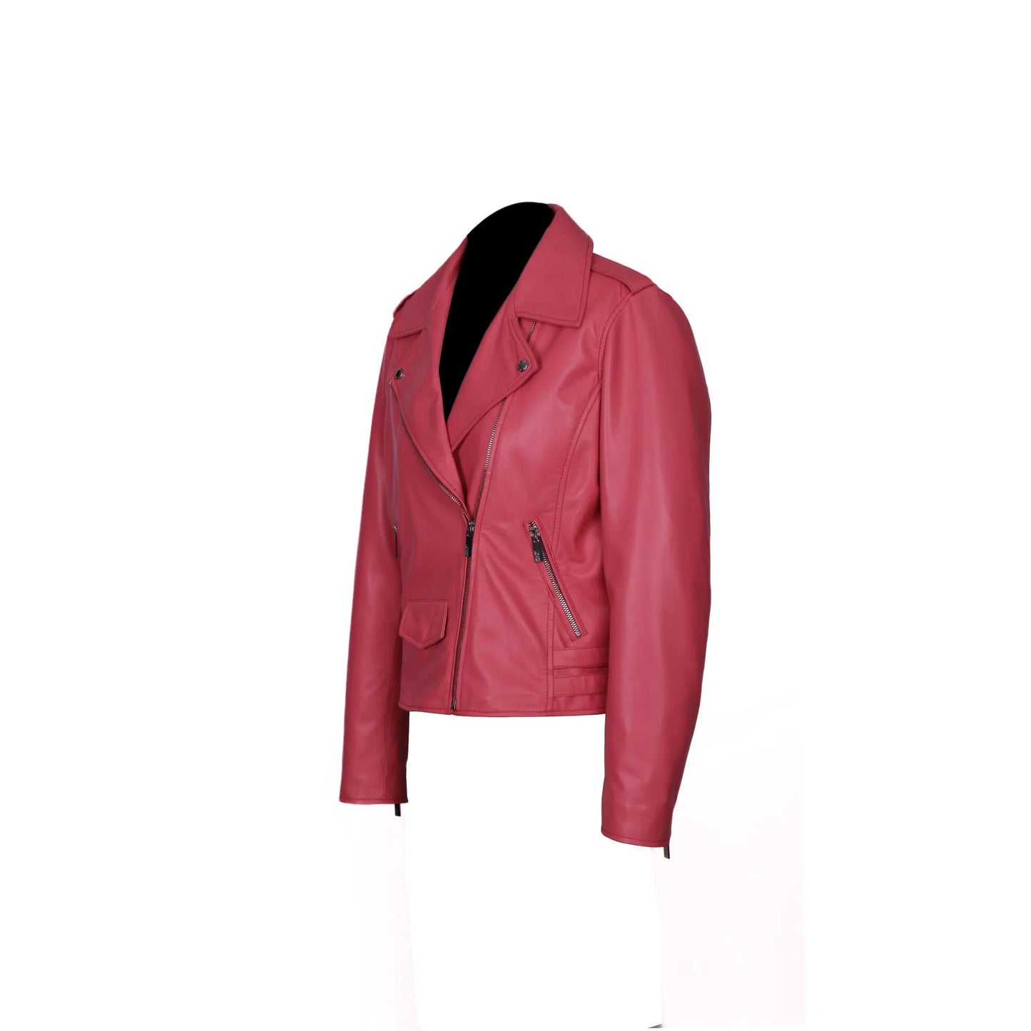 Gigi Hadid Genuine Leather Biker Jacket Pink by Inland Leather Co.