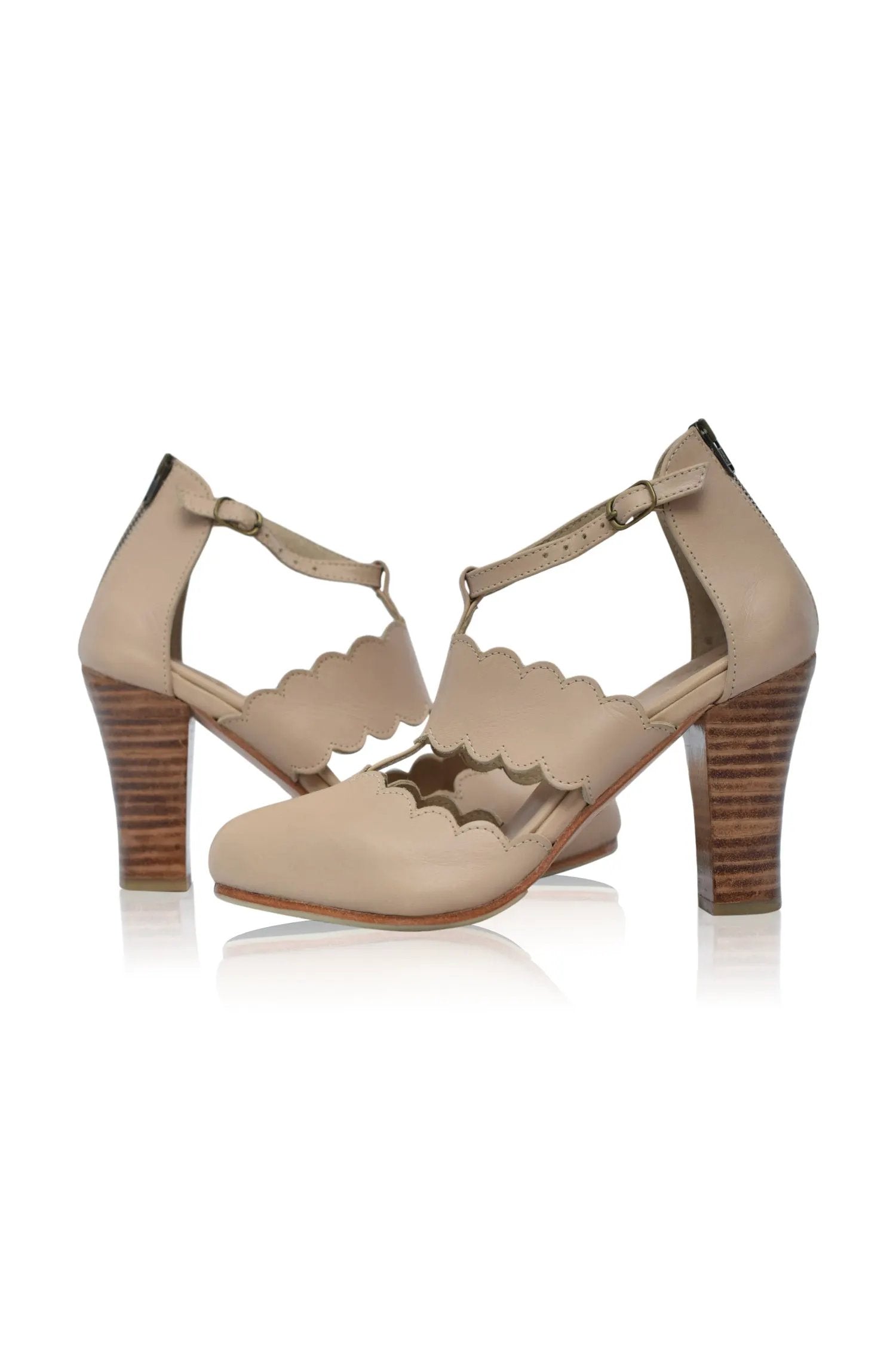 Incognito T-Strap Leather Heels by ELF