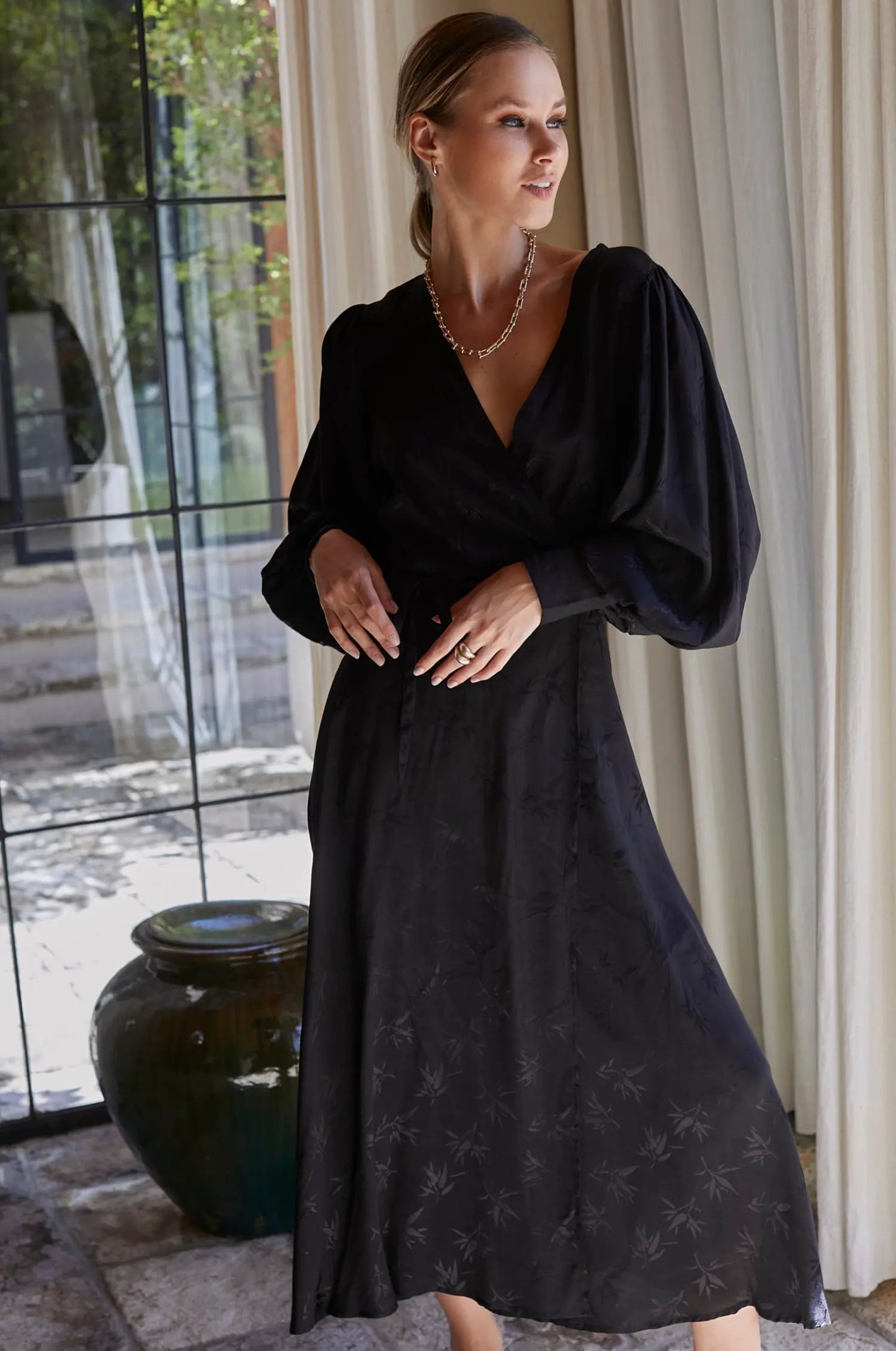 Isabella Long Sleeve Wrap Dress (Sale) by ELF