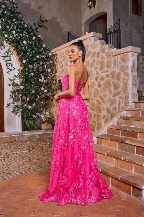 Tux USA Strapless Prom Dress With Glitter A Line Sky Periwinkle For Prom Goers by Tux-USA