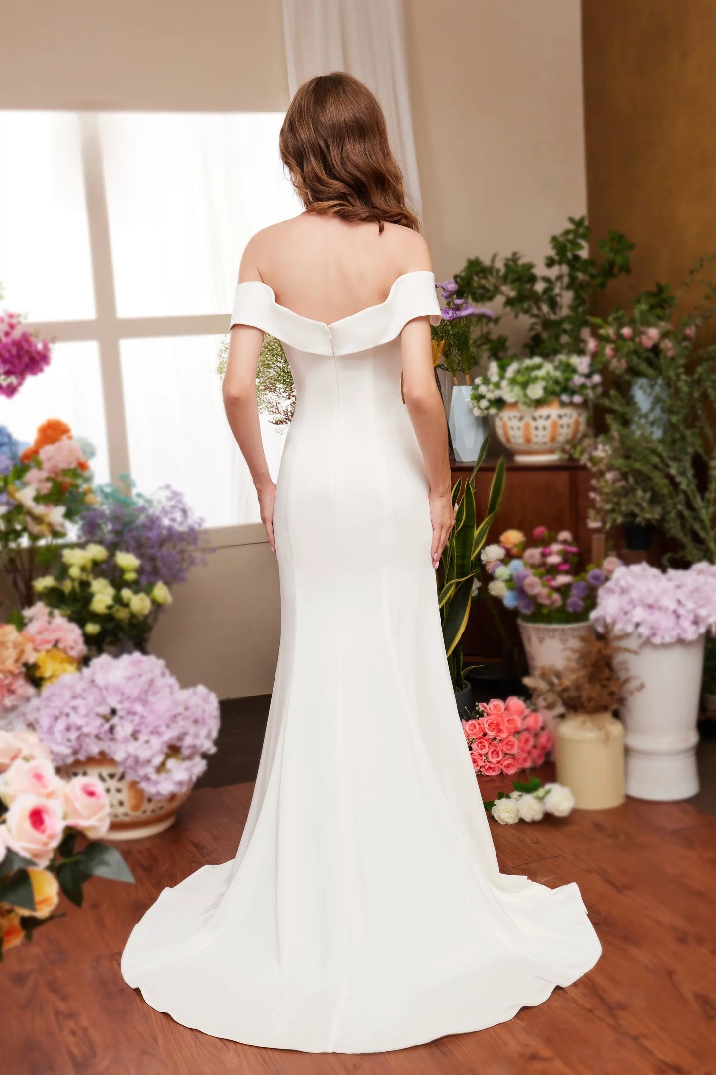 Dress Off-Shoulder Sleeves Mermaid Cut Floor-Length Zipper Evening by Tux-USA