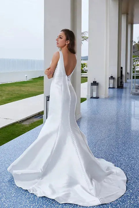 Bridal Gown By Tux-USA, V-Neck Siren Silhouette, Luxe Ivory Couture by Tux-USA