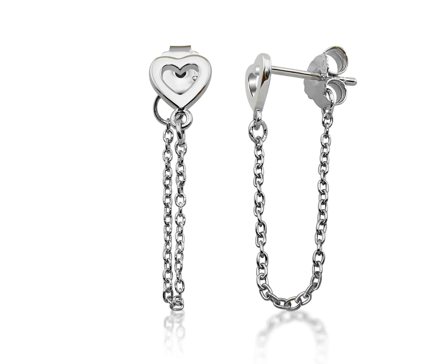 Oorhangers Open Hart met Ketting Zilver JE022S by Jwls4u