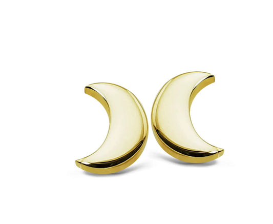 Moon Earrings Gold Tone Studs By Jwls4u For Multiple Piercings by Jwls4u