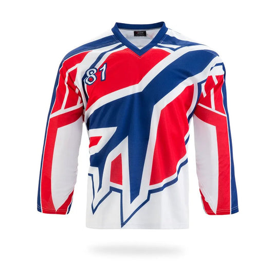 Custom White Jet Graphic Ice Hockey Jersey by Vimost Sportswear