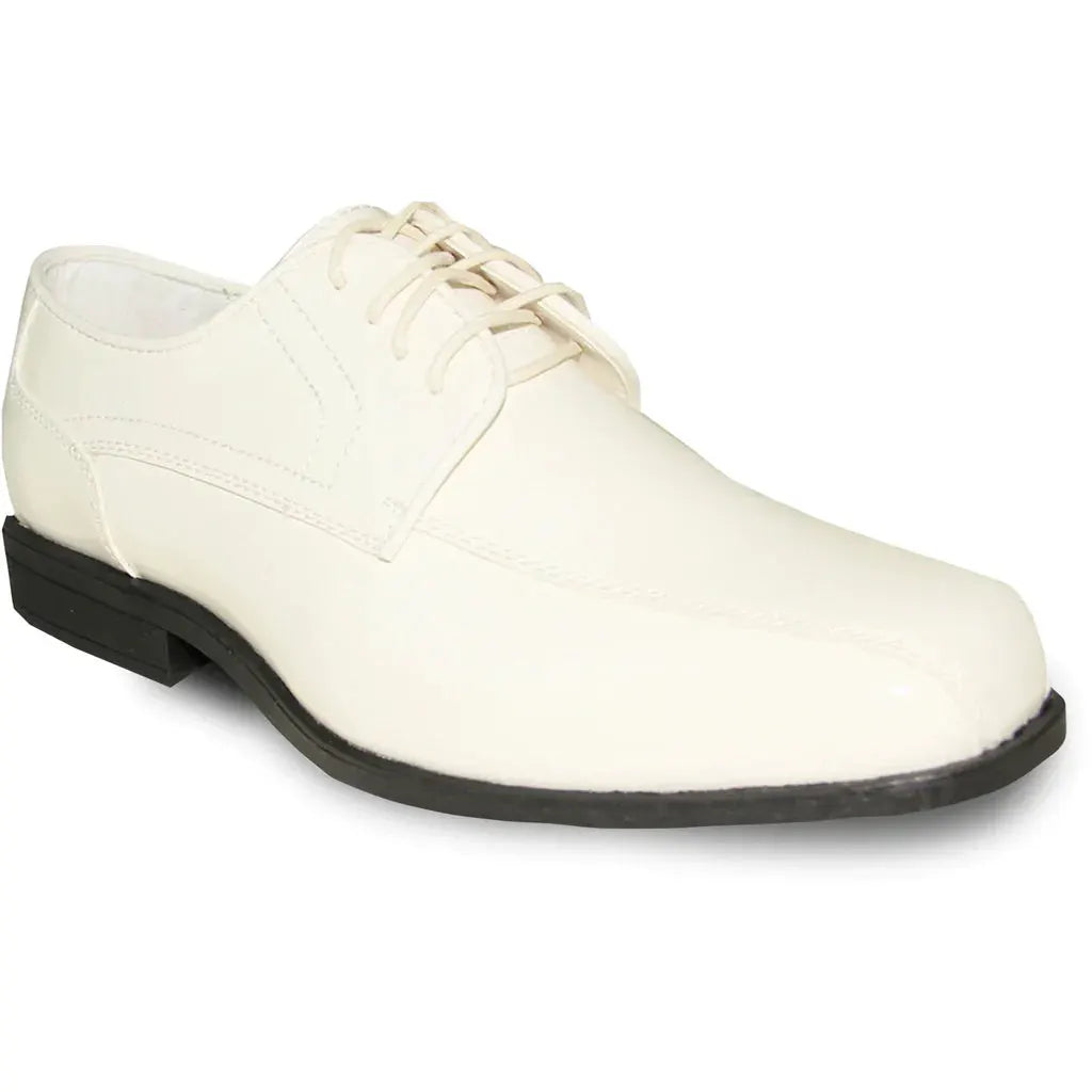 JEAN YVES Men Dress Shoe JY02 Oxford Formal Tuxedo for Prom & Wedding Shoe Ivory Patent by Tux-USA
