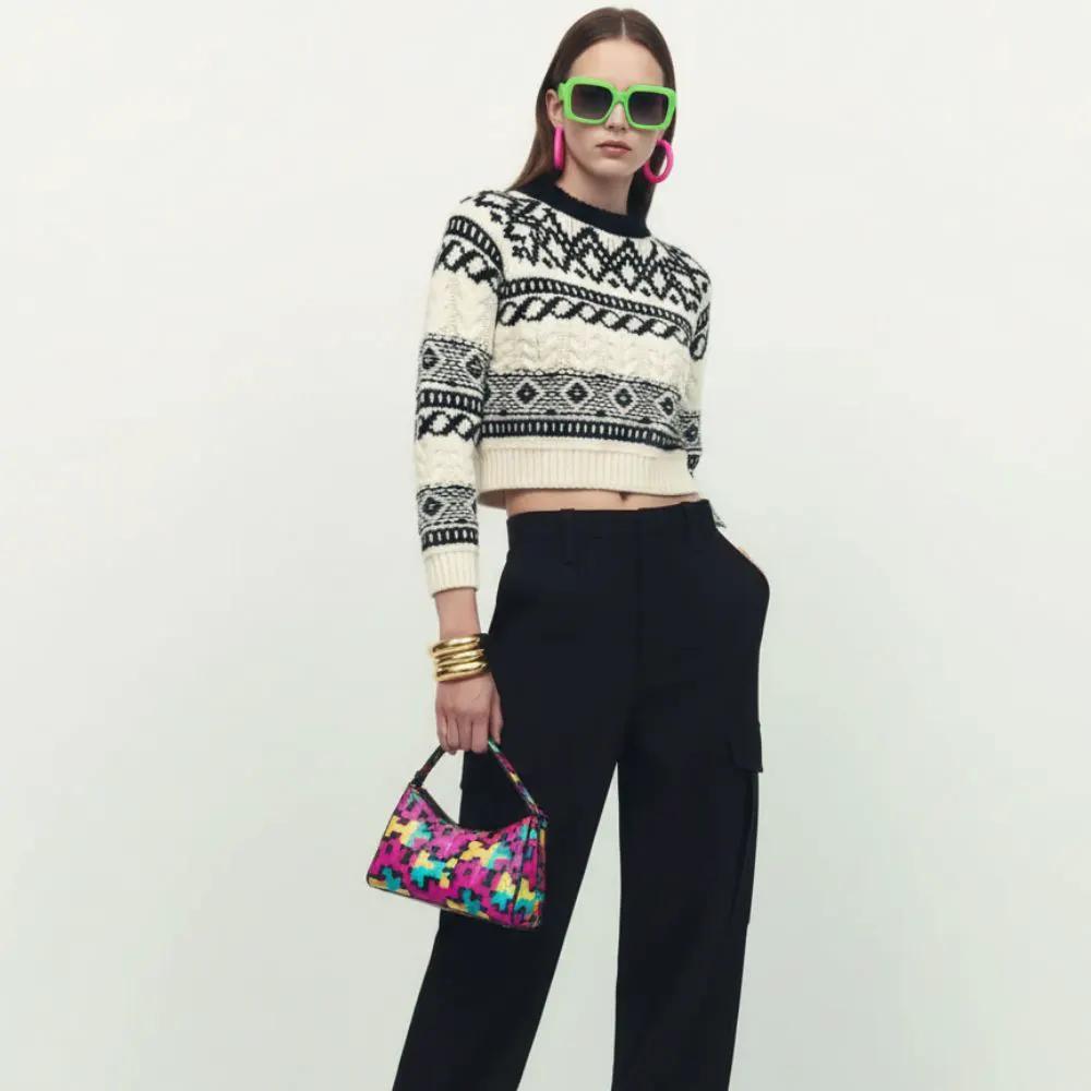 Jacquard Cropped Sweater, Tribeca | Women - BYMANYC ® New York by BYMANYC ® New York