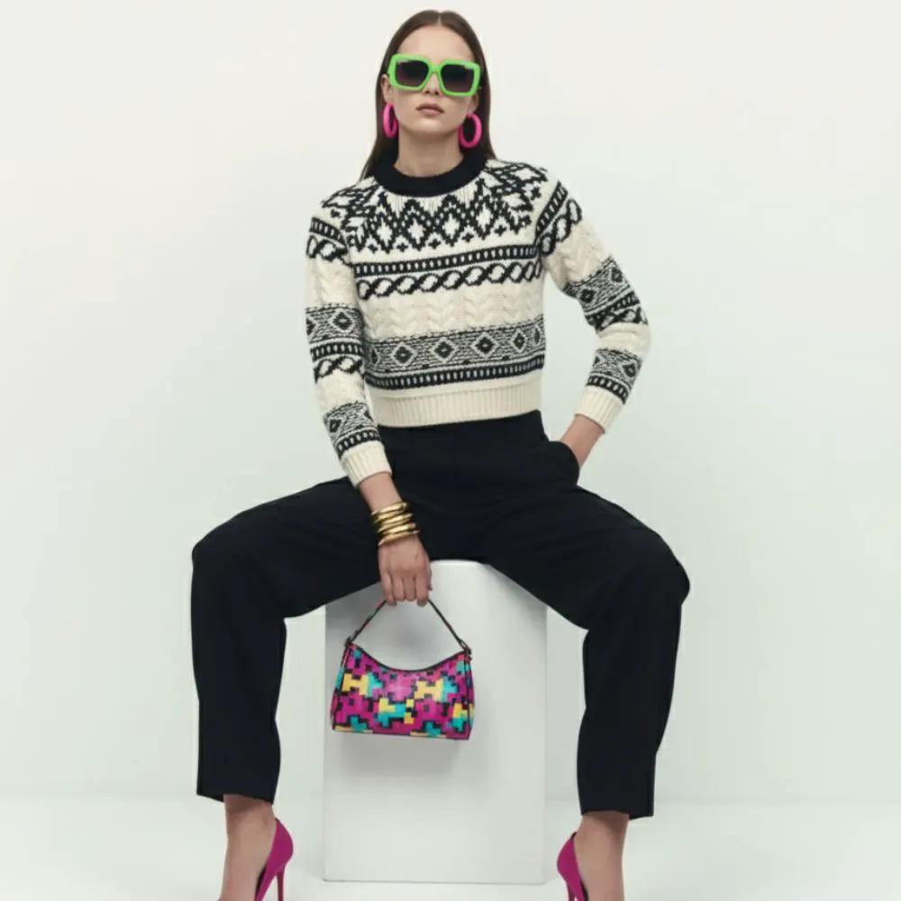 Jacquard Cropped Sweater, Tribeca | Women - BYMANYC ® New York by BYMANYC ® New York