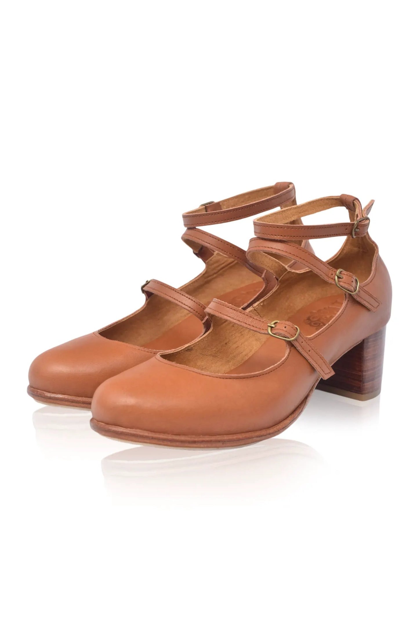 Jardin Block Heel Leather Pumps by ELF
