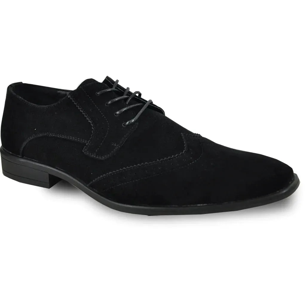 BRAVO Men Dress Shoe KING-3 Wingtip Oxford Shoe Black by Tux-USA