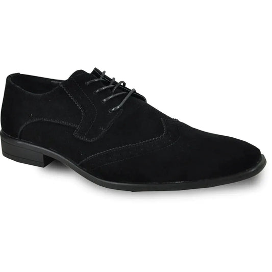 BRAVO Men Dress Shoe KING-3 Wingtip Oxford Shoe Black by Tux-USA