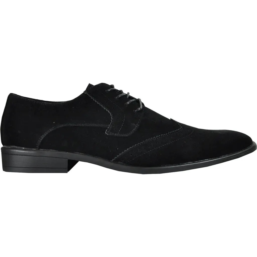 BRAVO Men Dress Shoe KING-3 Wingtip Oxford Shoe Black by Tux-USA