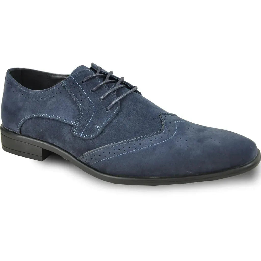 BRAVO Men Dress Shoe KING-3 Wingtip Oxford Shoe Blue by Tux-USA