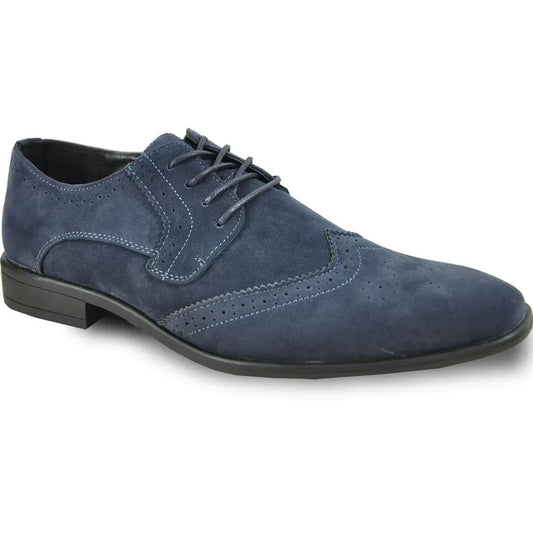 BRAVO Men Dress Shoe KING-3 Wingtip Oxford Shoe Blue by Tux-USA