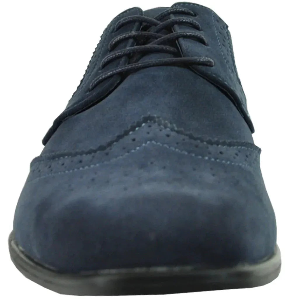 BRAVO Men Dress Shoe KING-3 Wingtip Oxford Shoe Blue by Tux-USA