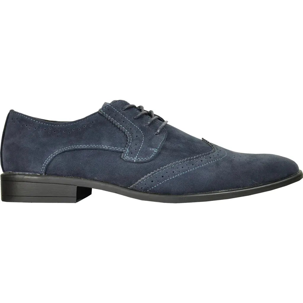 BRAVO Men Dress Shoe KING-3 Wingtip Oxford Shoe Blue by Tux-USA