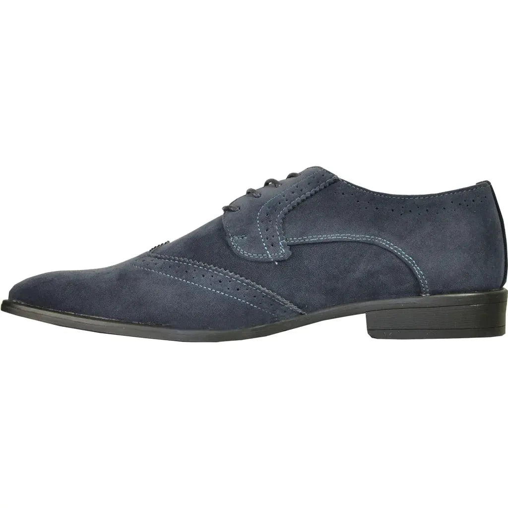 BRAVO Men Dress Shoe KING-3 Wingtip Oxford Shoe Blue by Tux-USA