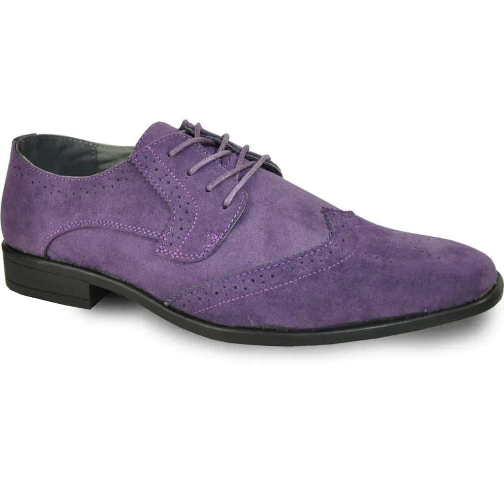 BRAVO Men Dress Shoe KING-3 Wingtip Oxford Shoe Purple by Tux-USA