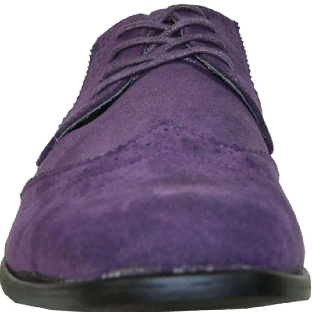 BRAVO Men Dress Shoe KING-3 Wingtip Oxford Shoe Purple by Tux-USA