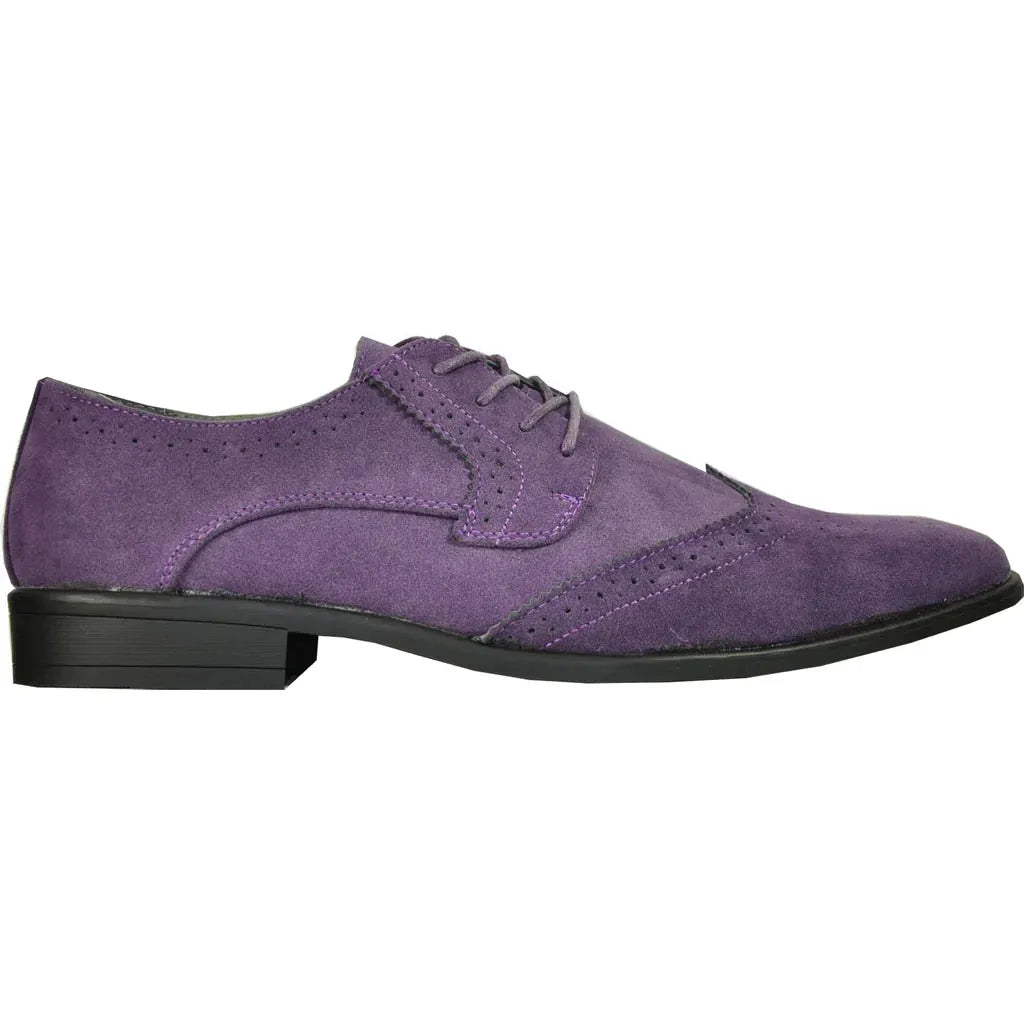 BRAVO Men Dress Shoe KING-3 Wingtip Oxford Shoe Purple by Tux-USA