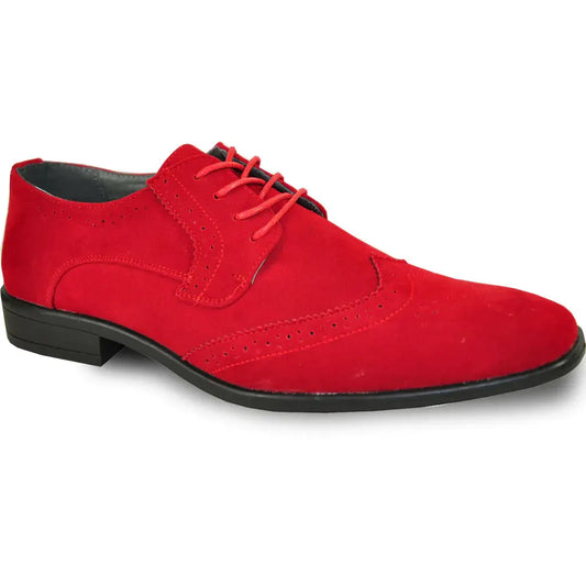 BRAVO Men Dress Shoe KING-3 Wingtip Oxford Shoe Red by Tux-USA