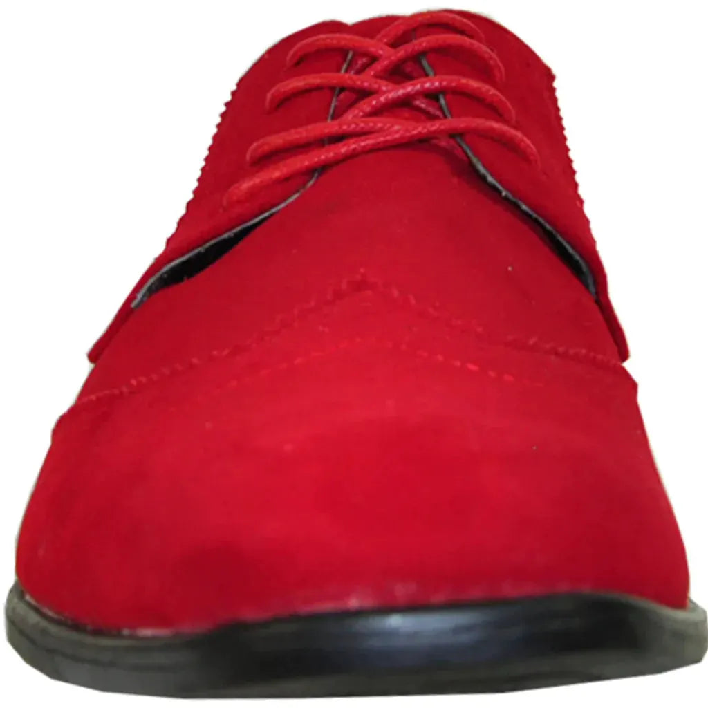 BRAVO Men Dress Shoe KING-3 Wingtip Oxford Shoe Red by Tux-USA