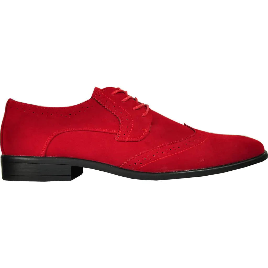 BRAVO Men Dress Shoe KING-3 Wingtip Oxford Shoe Red by Tux-USA