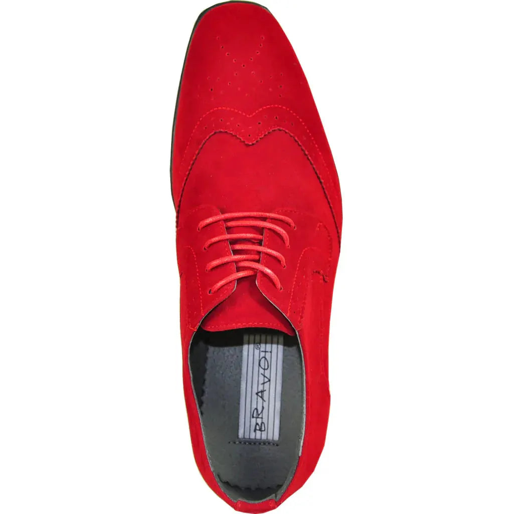 BRAVO Men Dress Shoe KING-3 Wingtip Oxford Shoe Red by Tux-USA