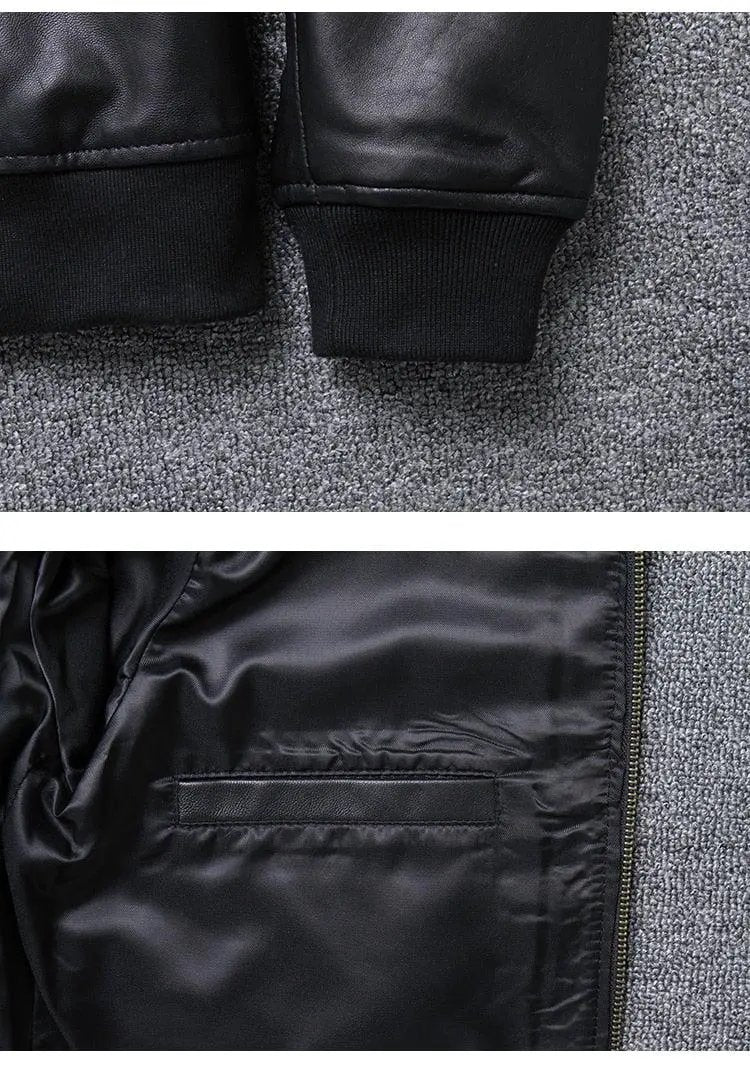 Khal Mens Genuine Leather MA-1 Jacket by Inland Leather Co.