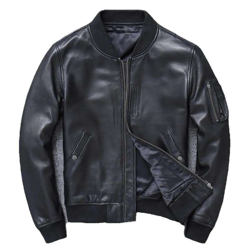 Khal Mens Genuine Leather MA-1 Jacket by Inland Leather Co.