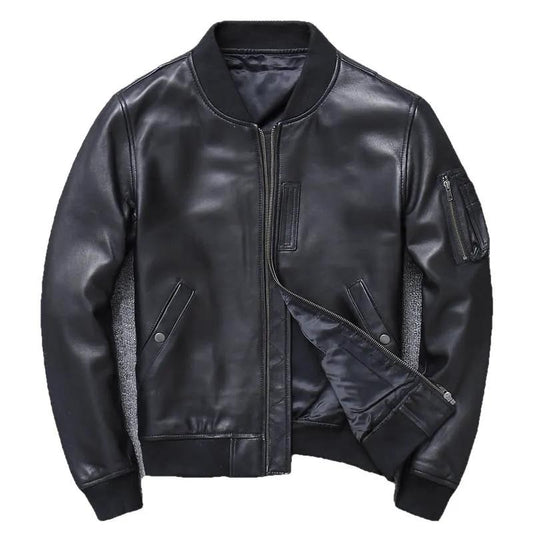 Khal Mens Genuine Leather MA-1 Jacket by Inland Leather Co.
