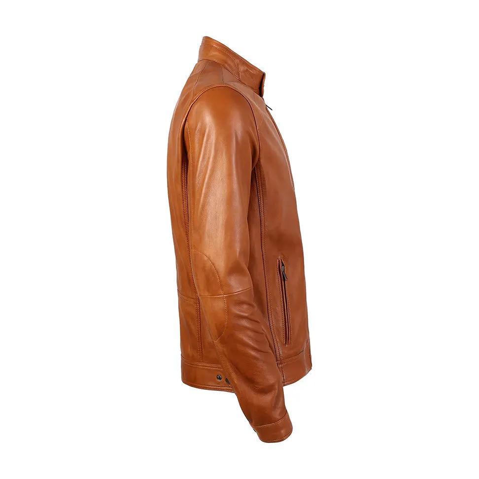 Kris Men's Caramel Brown Leather Jacket by Inland Leather Co.