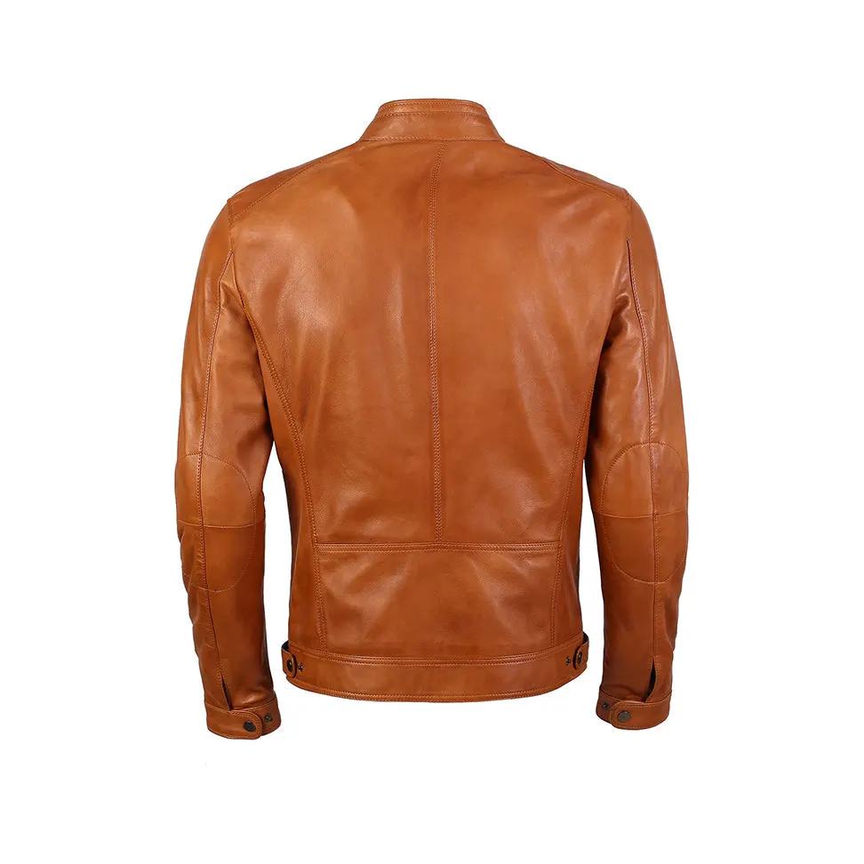 Kris Men's Caramel Brown Leather Jacket by Inland Leather Co.
