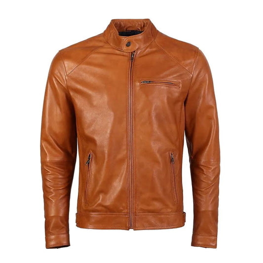 Kris Men's Caramel Brown Leather Jacket by Inland Leather Co.