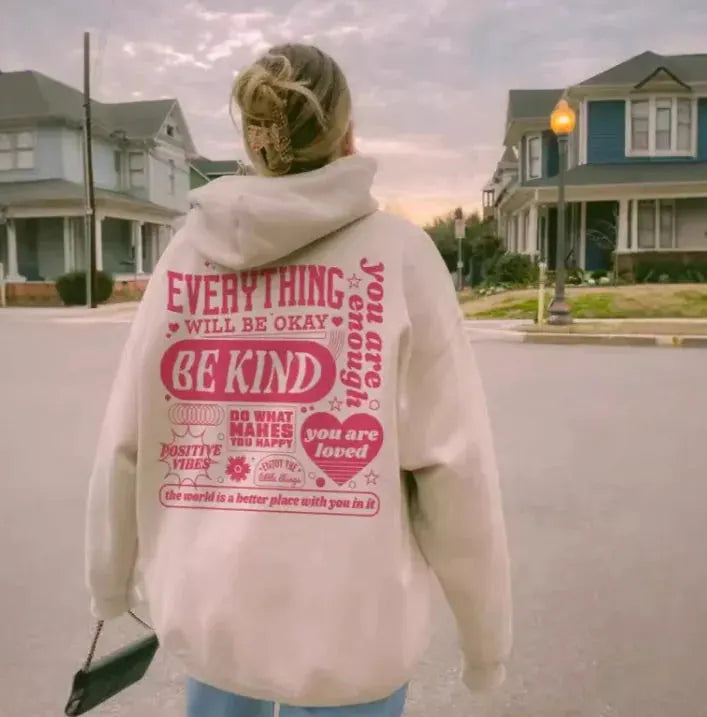 Hoodie Cozy Vibes Everything Will Be Okay Be Kind - Allesgood by Allesgood