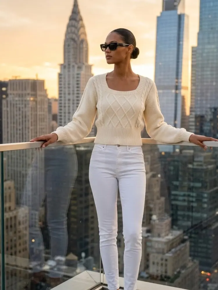 LEXINGTON Women's Square Neck Sweater Prêt-à-Porter BYMANYC ® New York by BYMANYC ® New York