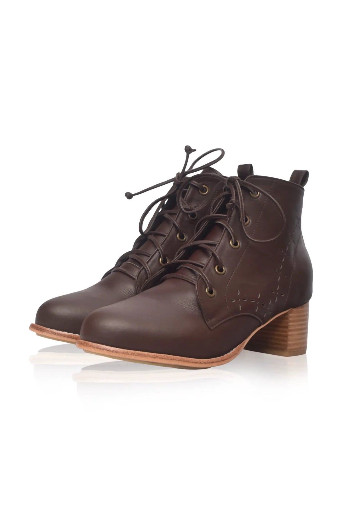 Elf La Boheme Refined Lace Up Leather Booties For Trendy Women by ELF