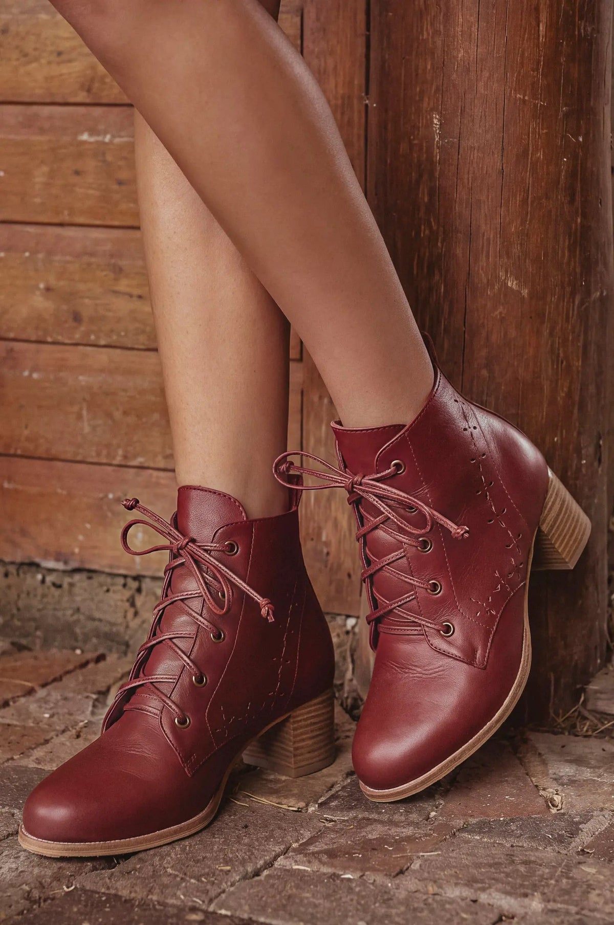 La Boheme Lace-Up Leather Booties by ELF