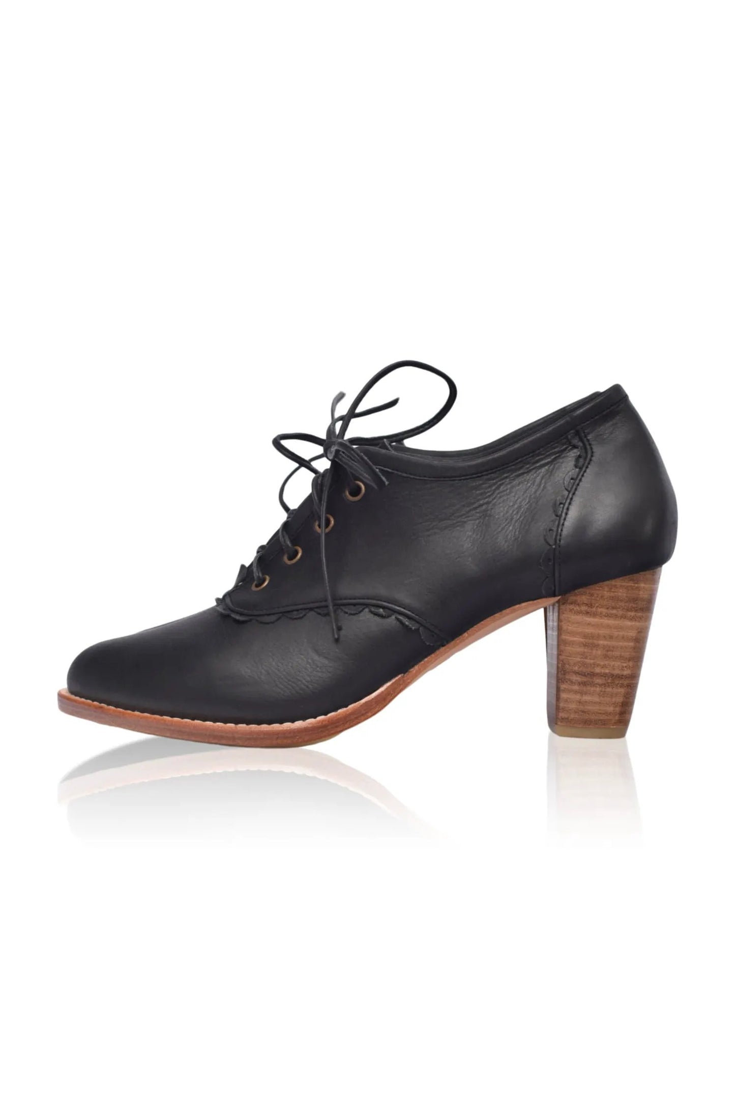 Lace Oxford Leather Heels by Local