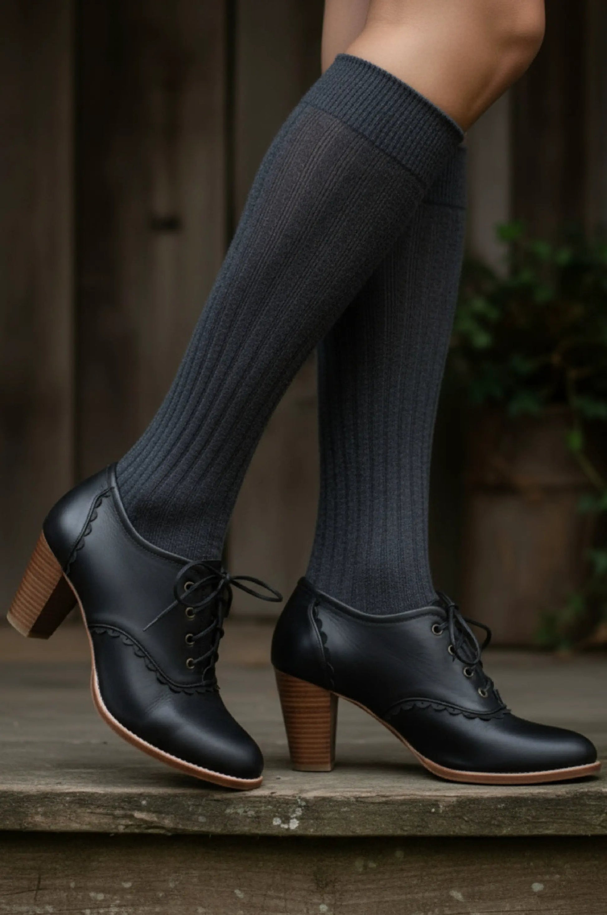 Lace Oxford Leather Heels by Local