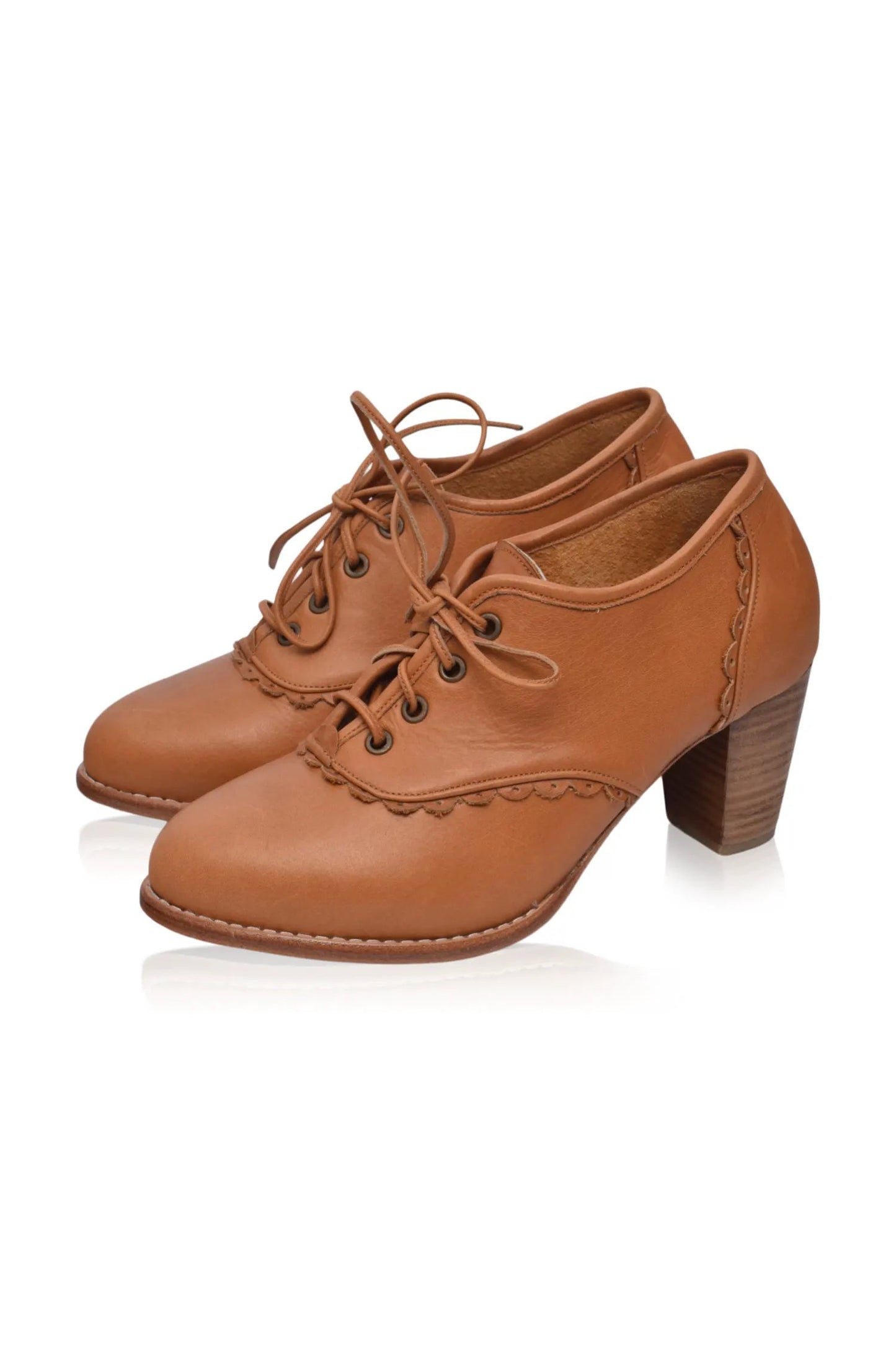Lace Oxford Leather Heels by Local
