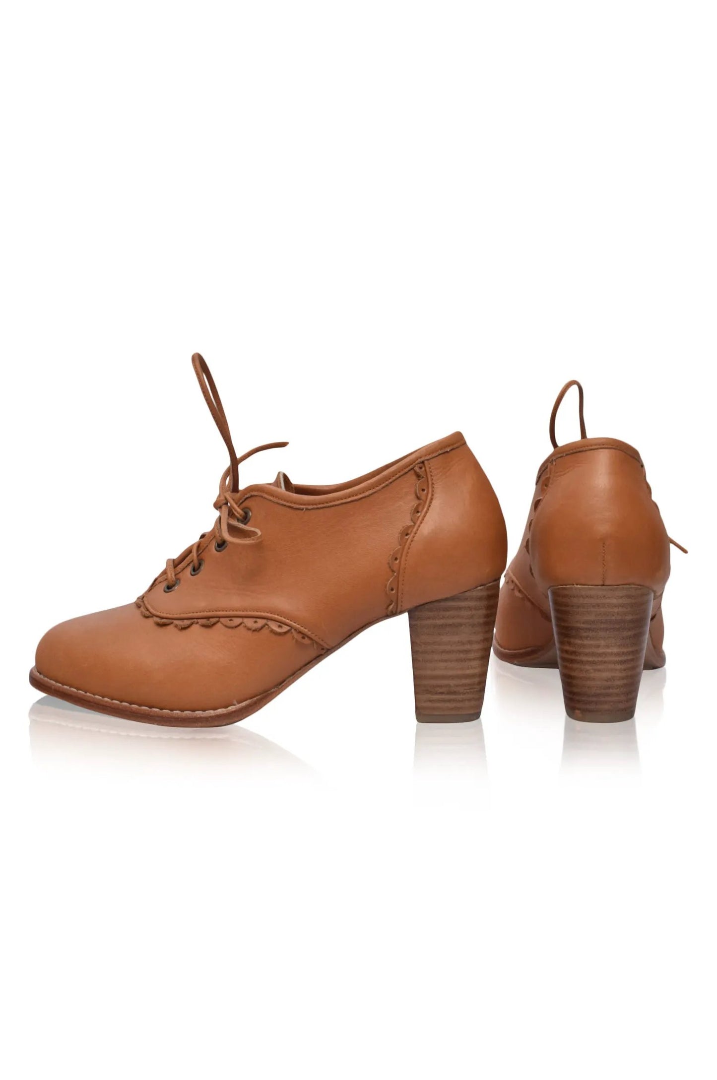 Lace Oxford Leather Heels by Local