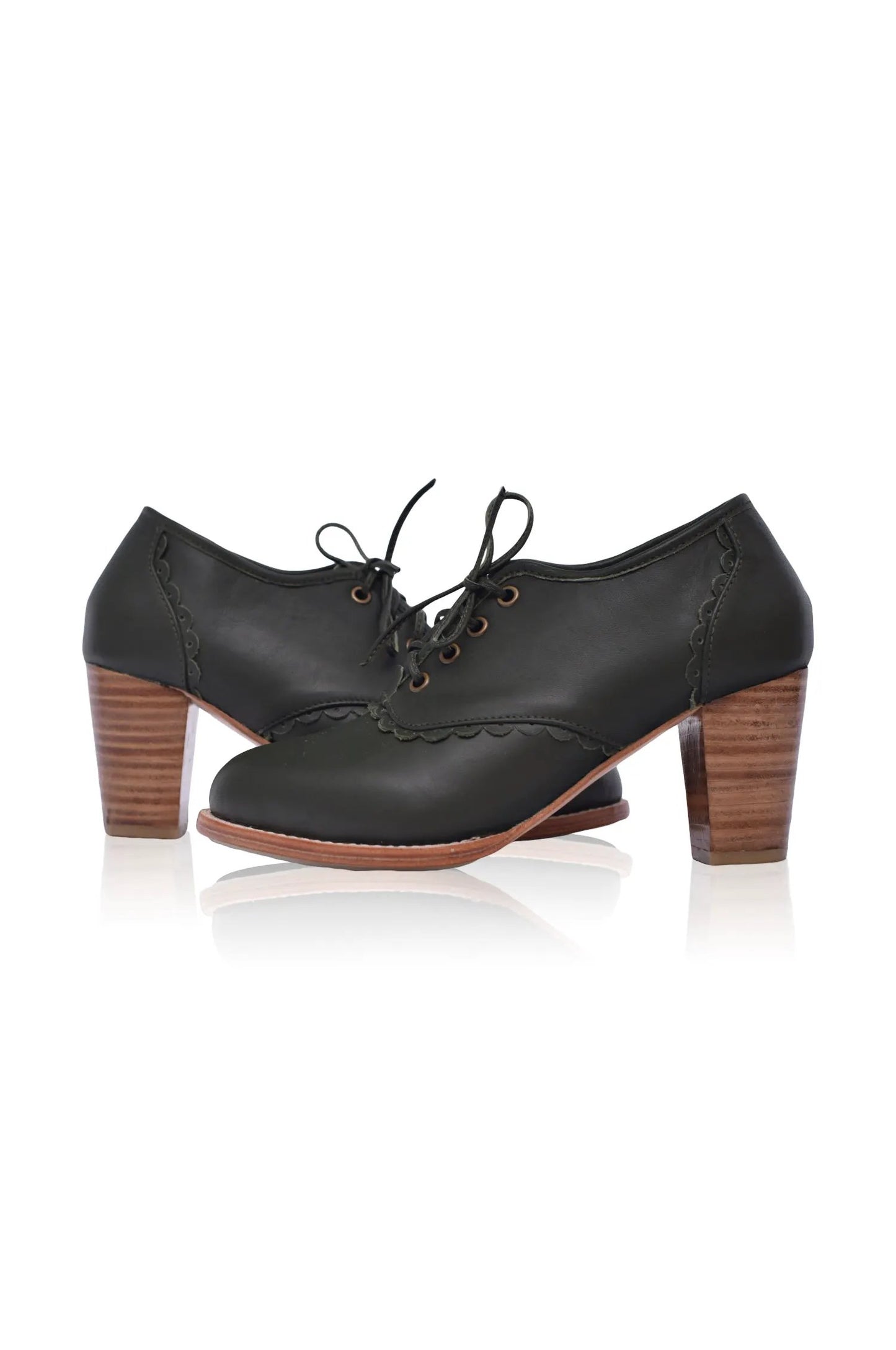 Lace Oxford Leather Heels by Local