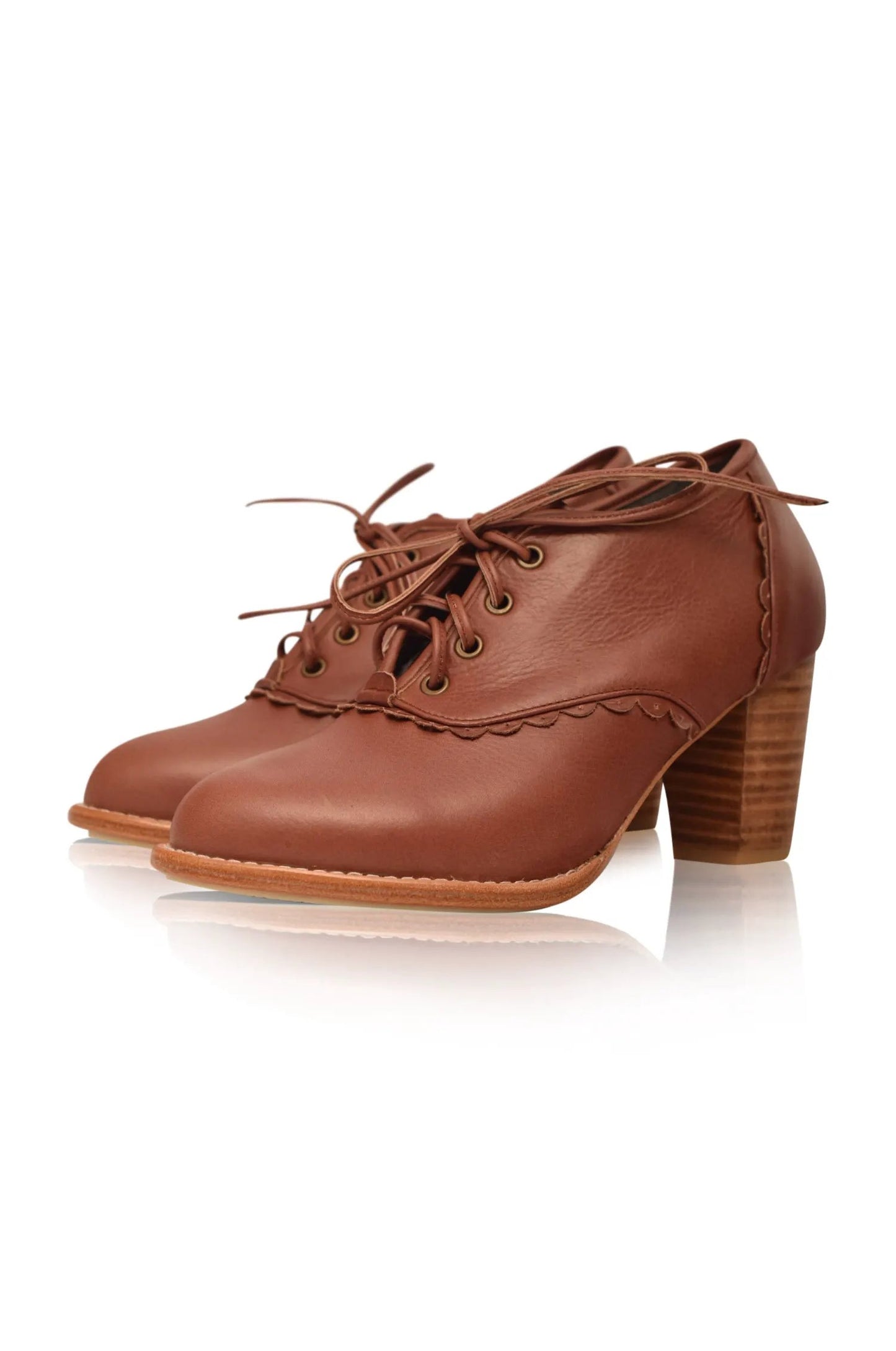 Lace Oxford Leather Heels by Local