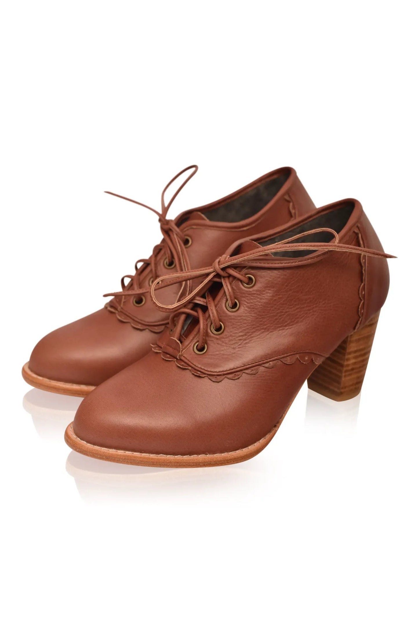 Lace Oxford Leather Heels by Local