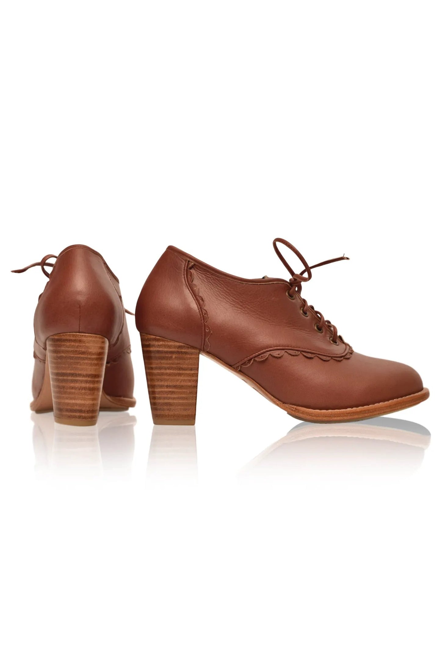 Lace Oxford Leather Heels by Local