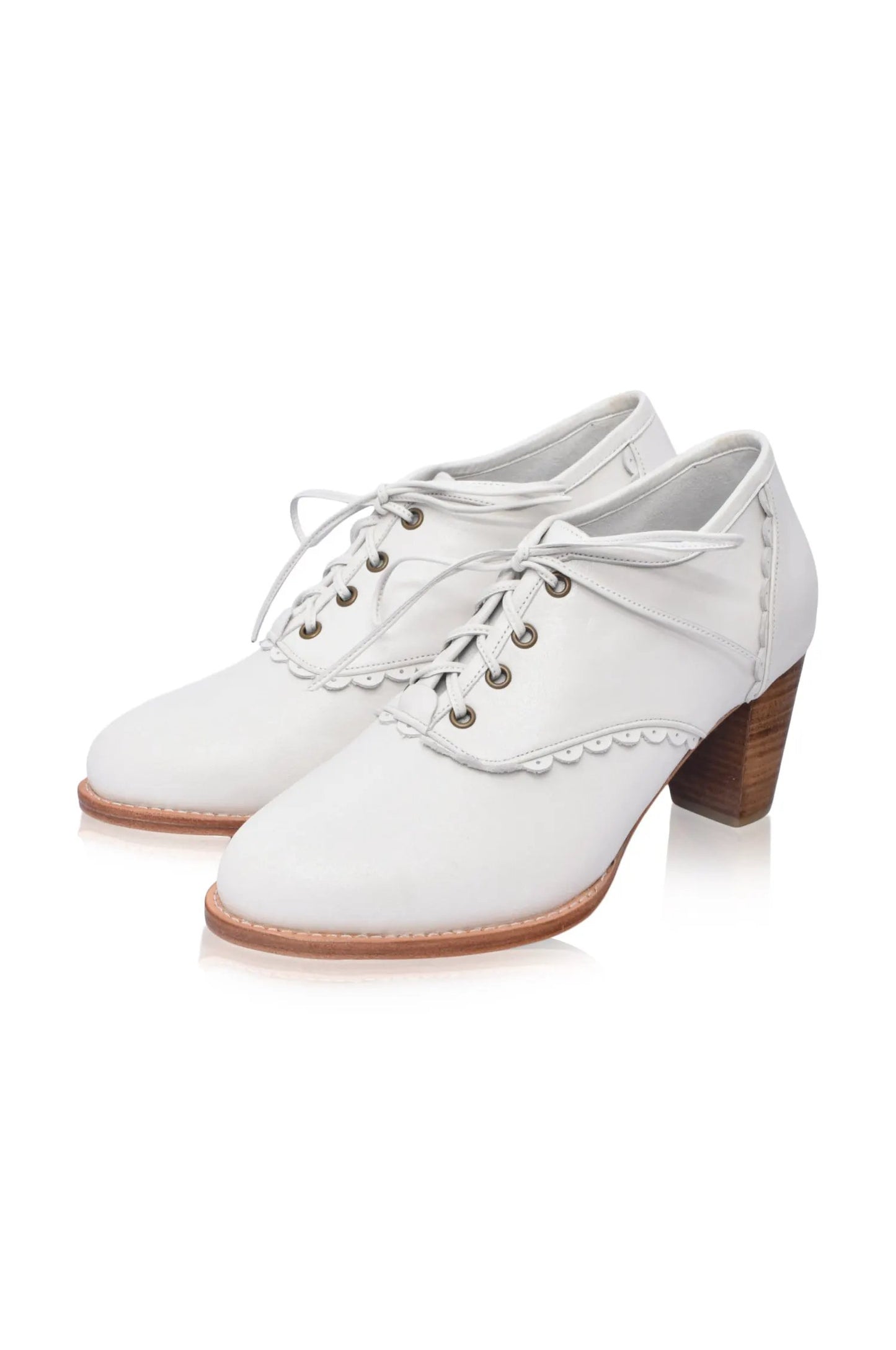 Lace Oxford Leather Heels by Local