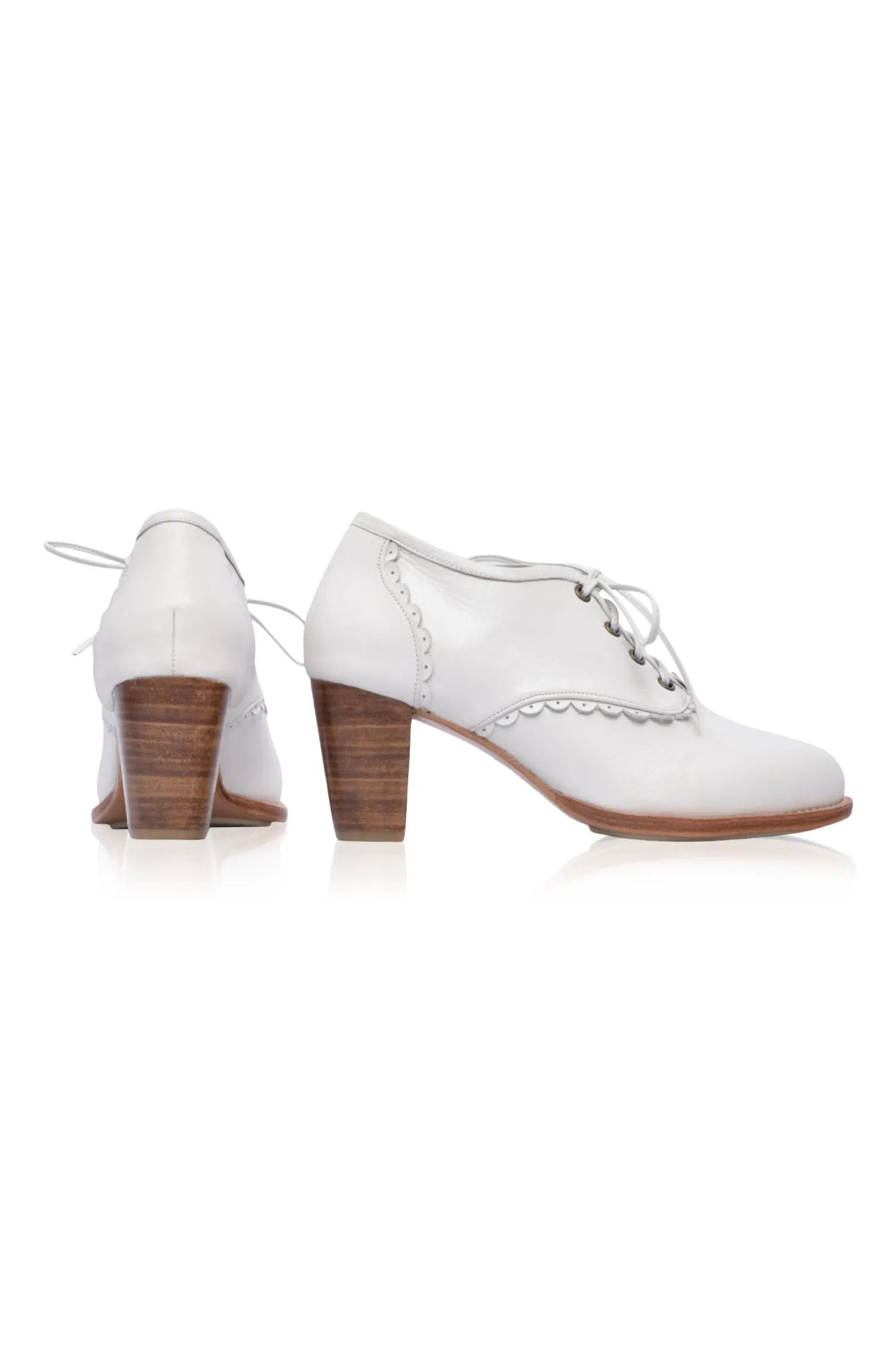 Lace Oxford Leather Heels by Local