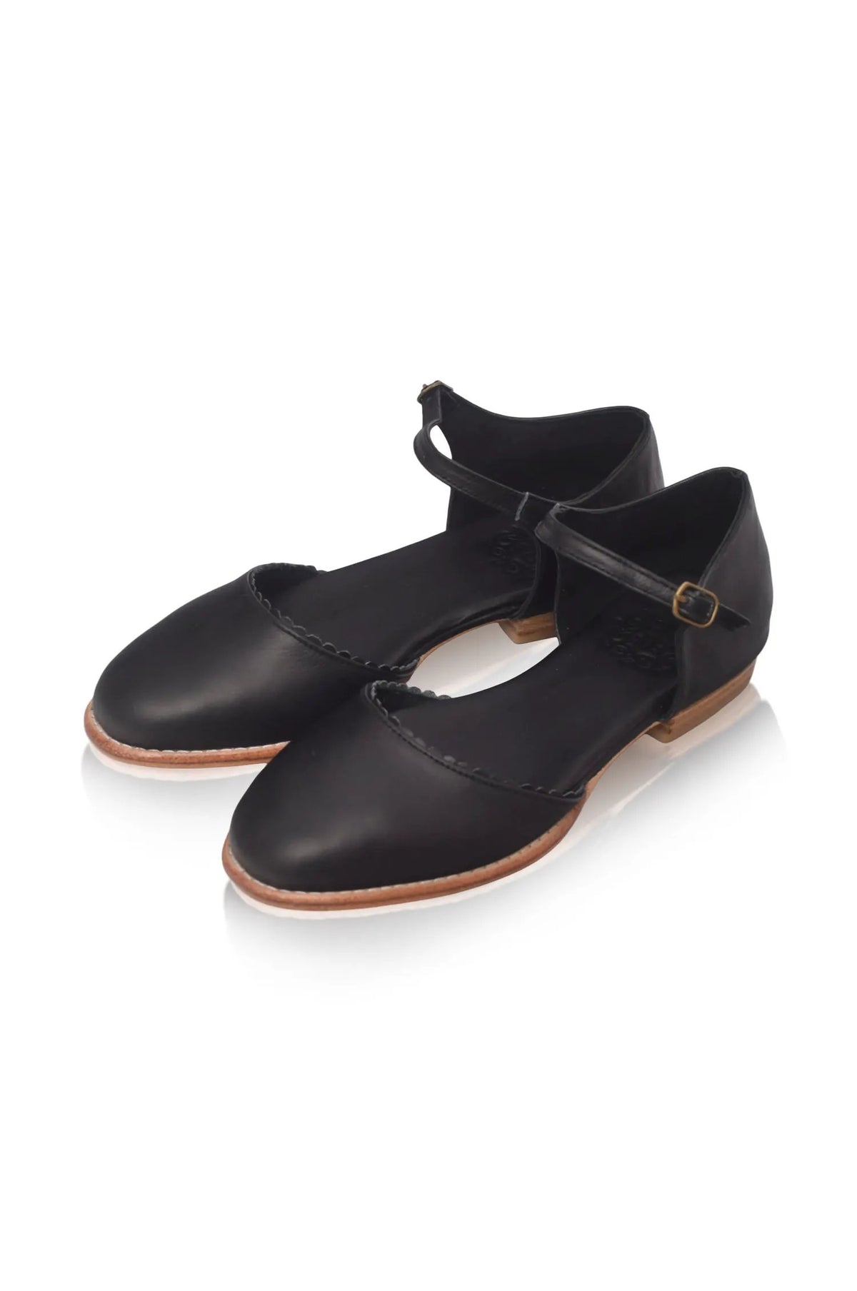 Laurel Scalloped D’Orsay Leather Flats by ELF
